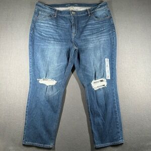 Old Navy Mid Rise Boyfriend Jeans Womens 18 Distressed‎ Denim Blue Jeans Pockets